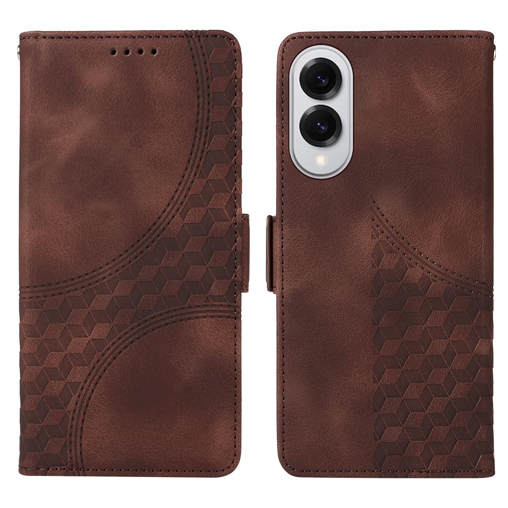 For Samsung Galaxy S25 Edge Case PU Leather Phone Cover Rhombus Starry Imprinted