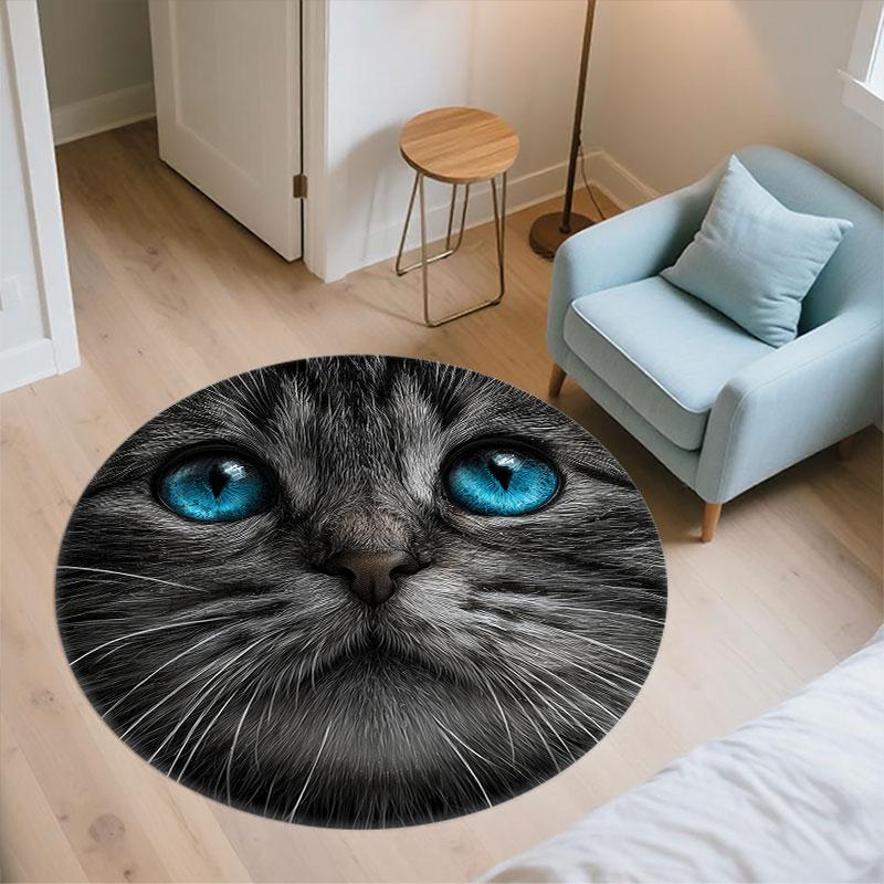 Black Cats pattern round rug,Carpet Rug for Living Room Bedroom Playroom ,Non-slip Floor Mat,Holiday Gifts and Birthday Gifts.