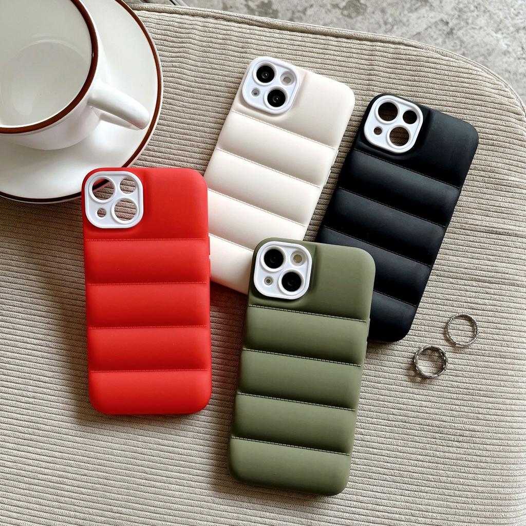2023 New Down Jacket for iPhone 15 Case, 14PROMAX, 13 Back Airbag, Anti-Fall, Contrast Color Lens