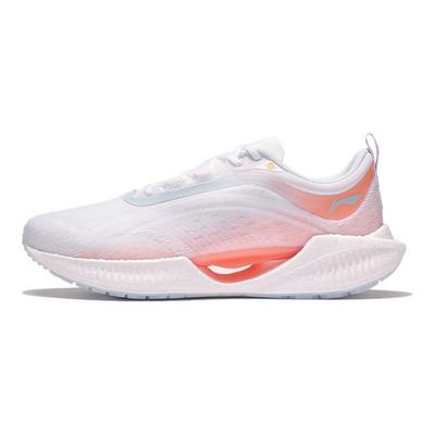 Li Ning Super Leve 19 Amortecimento de Choque Antiderrapante Resistente ao Desgaste Tênis de Corrida Cano Baixo Mulher tênis Branco Laranja ARBS002-1