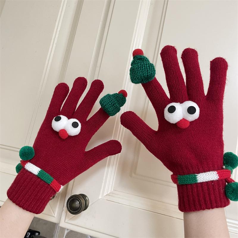 Korean Style Red Fingerless Touchscreen Gloves: Women's Winter Warmth for Students & Couples