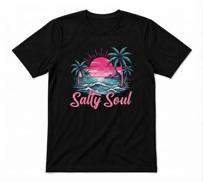 Salty Soul Summer Summer Vacation Beach Graphic Tee Black T-shirt