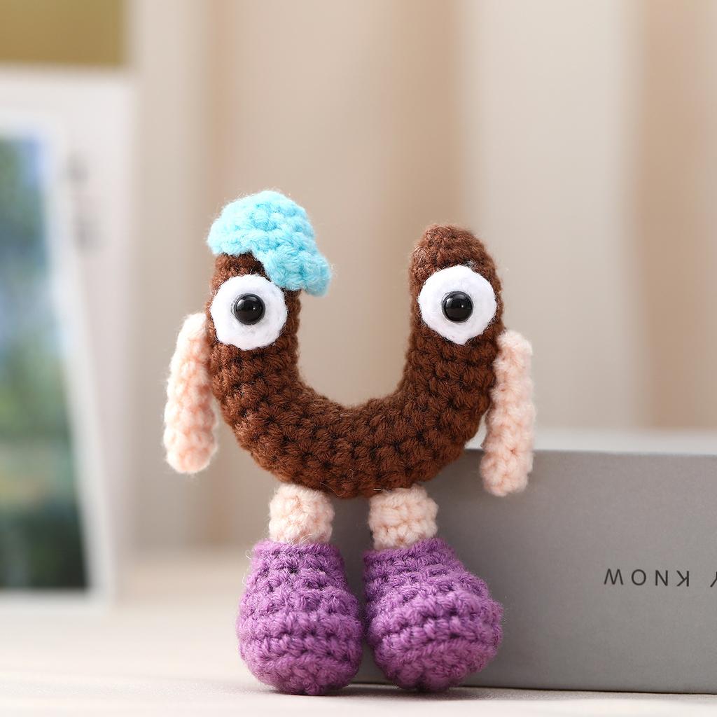 Handmade Crochet Alphabet Keychain, Letter R-Z Knitted Doll Bag Charm,Cute 3D Knitted Letter Pendant, R-Z Alphabet Crochet Keychain