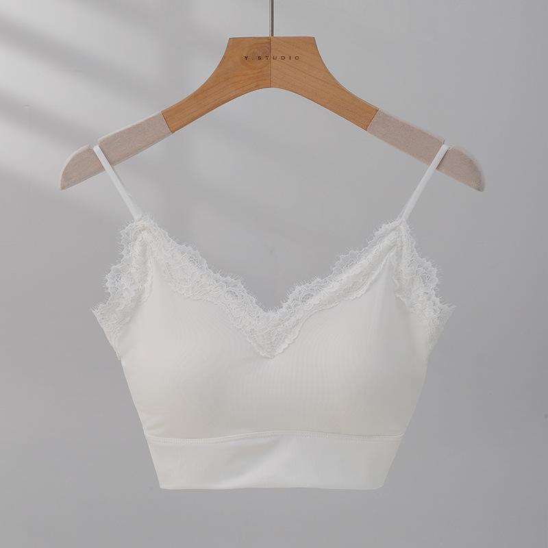 Pure Sexy Hot Girl Lace Sling Vest for Women In Summer with Breast Pads and Slim Fit and Slim Strap Top