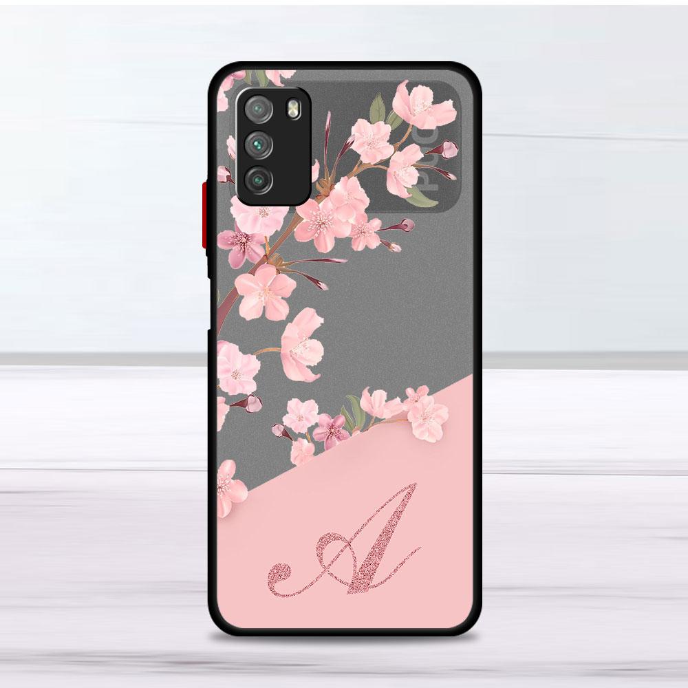 

Flower Letter Pink A B C Initial Case For Xiaomi Mi Poco X3 NFC M3 11 10 12 9T 11T 10T Pro Note 10 Lite Matte Hard Phone Covers Redmi Note 9S