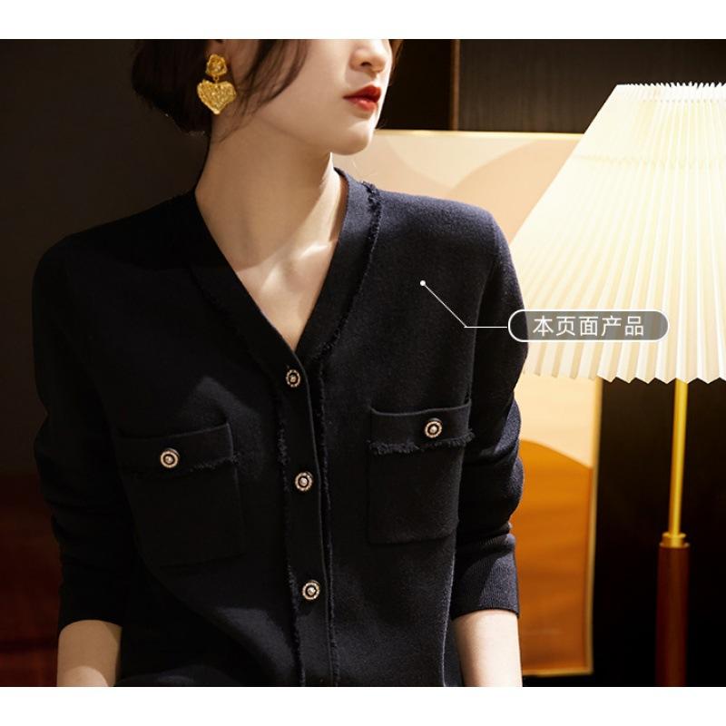 

DAFIFY Женская мода повседневная осень-зима однотонный принт длинный рукав V-образный вырез свитера Size: One Size