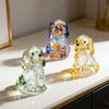Hand Blown Mini Glass Dog Figurine Handmade Faux Crystal Cute Dog Statue Collectible Animal Ornament for Home Decor Pet Lover Gifts
