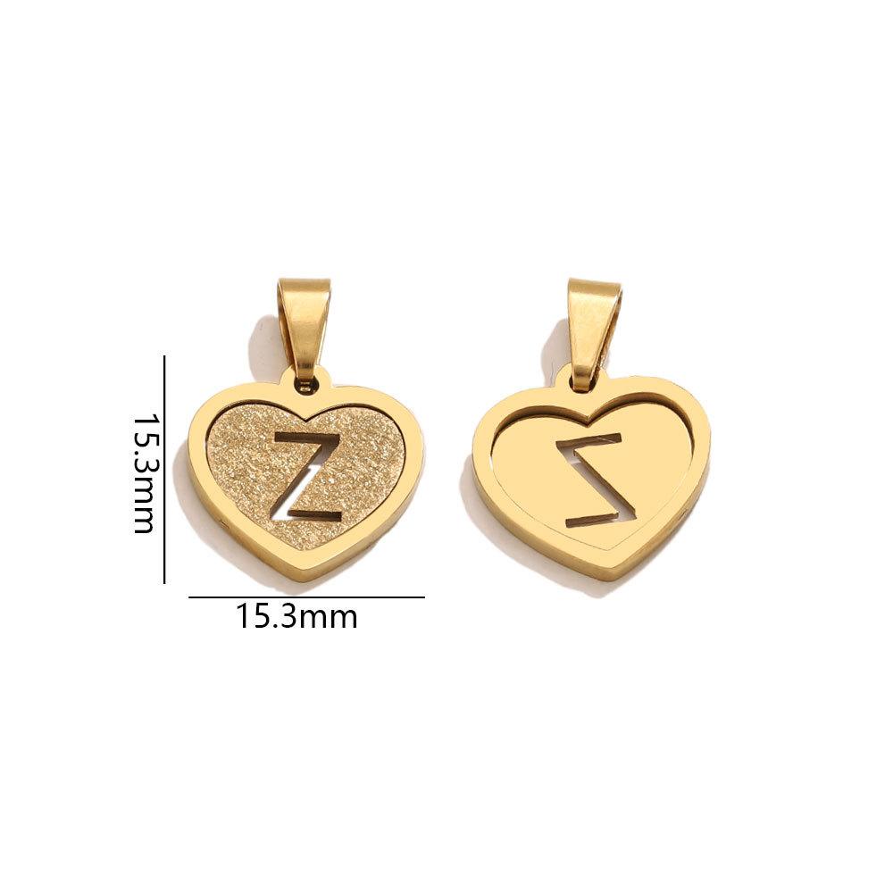 5Pcs/Bag Stainless Steel Gold-plated Heart Letter Pendant DIY Accessory Fashionable Versatile Letter Necklace Pendant