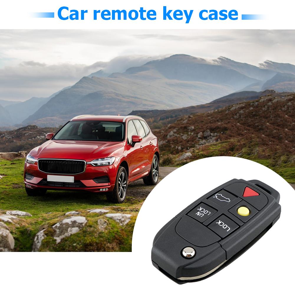 5 Buttons Flip Folding Key Fob Case Protector Car Remote Key Cover Holder Black for Volvo S60 S80 V70 XC70 XC90
