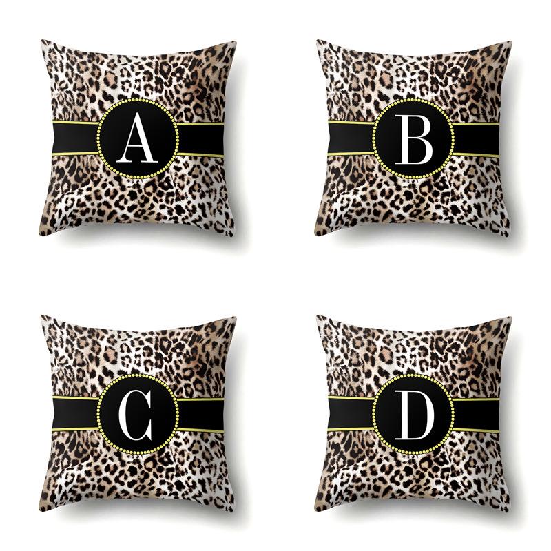 Polyester Pillow Case Decorative Leopard Print Home Furnishing 26 English Letter Printed Pillow Case