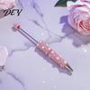 Creative Gift for Women DIY Beadable Pen, Bling Rhinestones And Faux Pearls Beaded Office Desk Accessories Black Ink Ballpoint Pen School Supplies