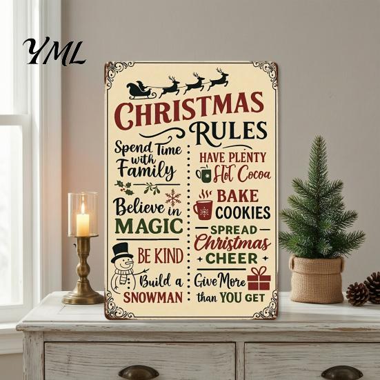 Indoor Outdoor Festive Wall Art Christmas Wood Sign, Vintage Santa's Sleigh Parking Only 2D Retro Wooden Seasonal Ornament Rustic Farmhouse