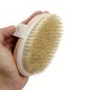 Natural Bristle Body Brush Exfoliation Massage - Palm-Sized Handheld Shower Scrubber Dry Brushing Bath Use