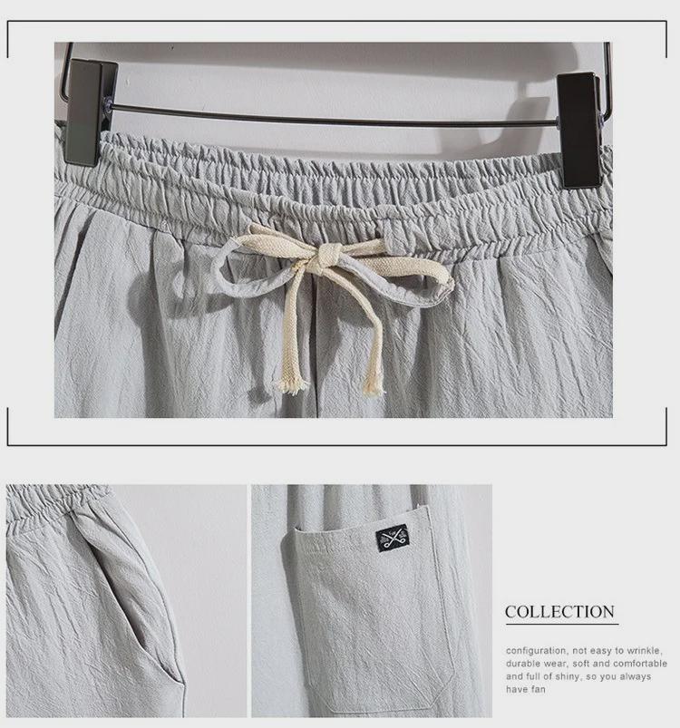 Pantaloni bărbătești casual din bumbac-in, cu croială lejeră, cu nouă puncte – Pantaloni drepți de vară pentru mărimi mari