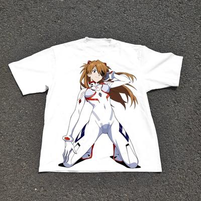 Evangelion Asuka Shikinami White Plugsuit T-Shirt Eyepatch Heavyweight Cotton T-Shirt Tee Short Sleeve Men Women