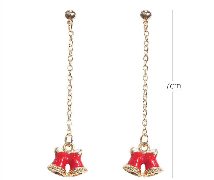 Christmas Creative Long Oil Drip Earrings, Simple Small Fresh Reindeer Cane Socks Studs, Trendy Accessories