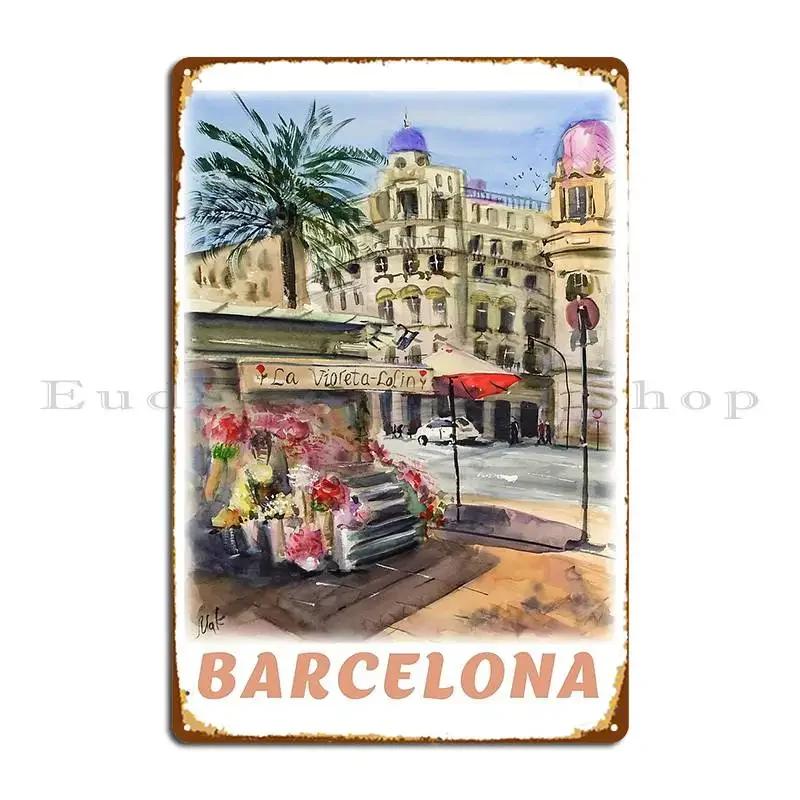 Barcelona Print Metal Sign Design Cinema Bar Character Mural Tin Sign Poster 20x30cm(7.8x11.8inch)