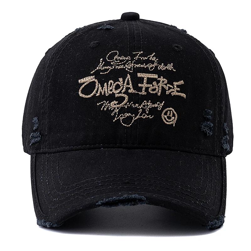Hot Sale Unisex Baseball Cap Smile Letter Embroidered Cotton Hole Cap Dad Hat Men And Women Outdoor Washed Cotton Hat Cap