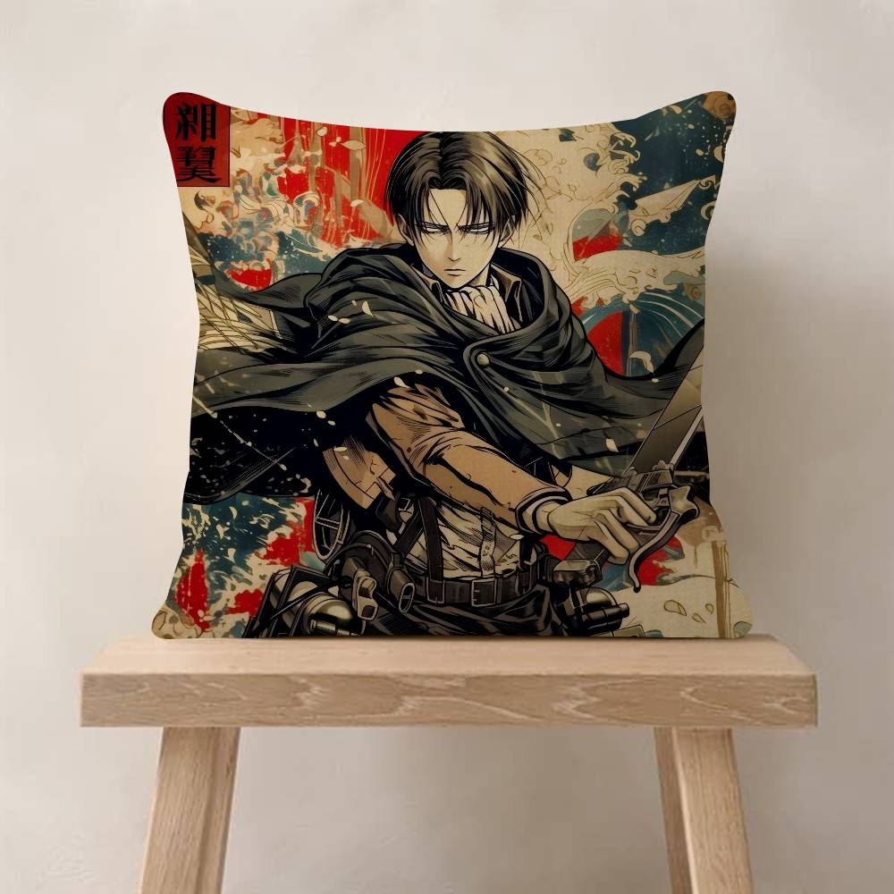 Anime Attack On Titan Levi Ackerman Pillow Cushion Cover Pillowcase Living Room Sofa Home Decor
