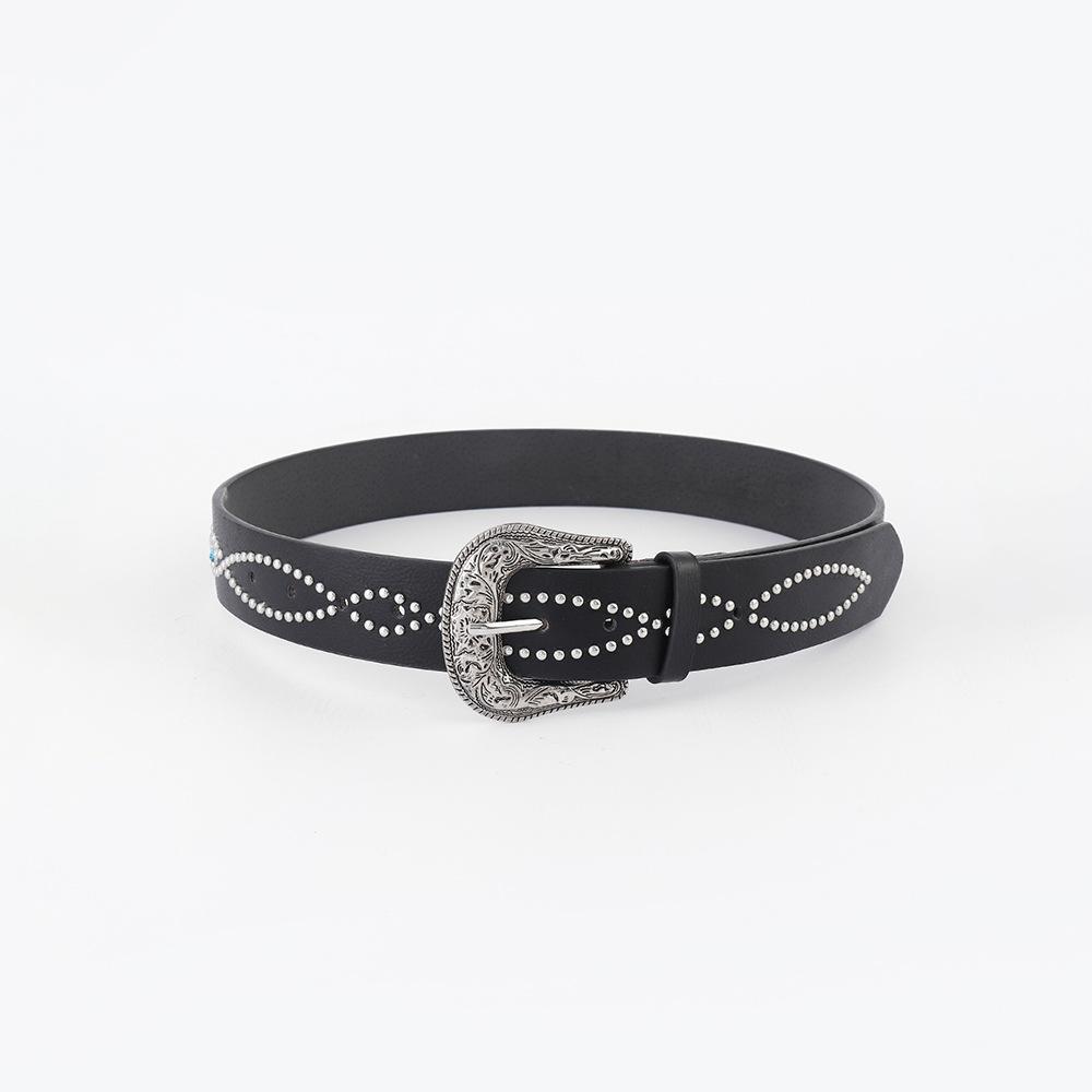 Trendy Retro Inlaid Gem Belt Female, Punk Style Personality Hottie Decorative Belt