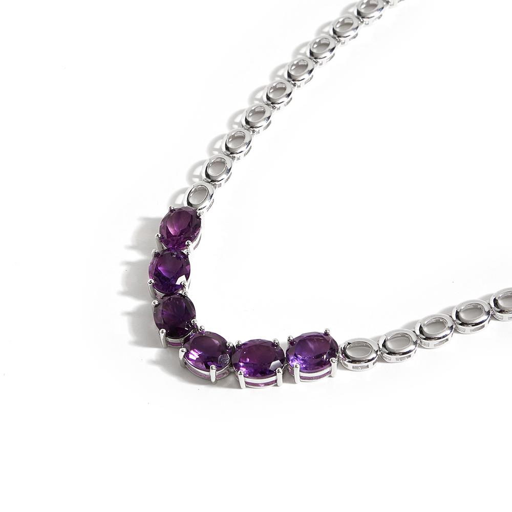 Luxury elegance February Birthstone Natural African Amethyst Women's Necklace 925 Silver Fine jewelry Anniversary & Banquet