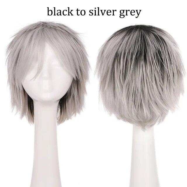 S-noilite Synthetic Short Wig Blue Brown Black Women Men Cosplay Costume Party Head Wigs Hair