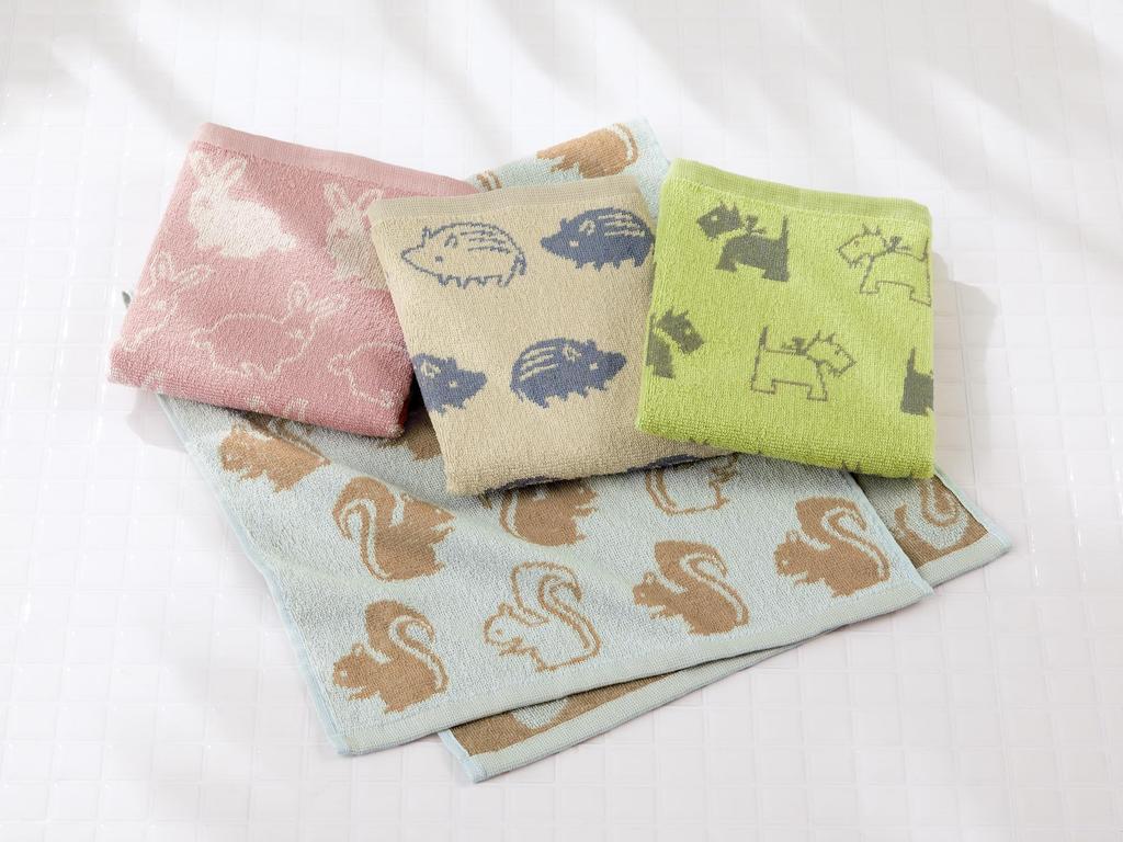 Kosugizen Face Scandinavian Animal 4 Colors 1 Towel of 34 x 80 animal lightweight and Towel, Jacquard, Design, (4 Designs), Each, cm.