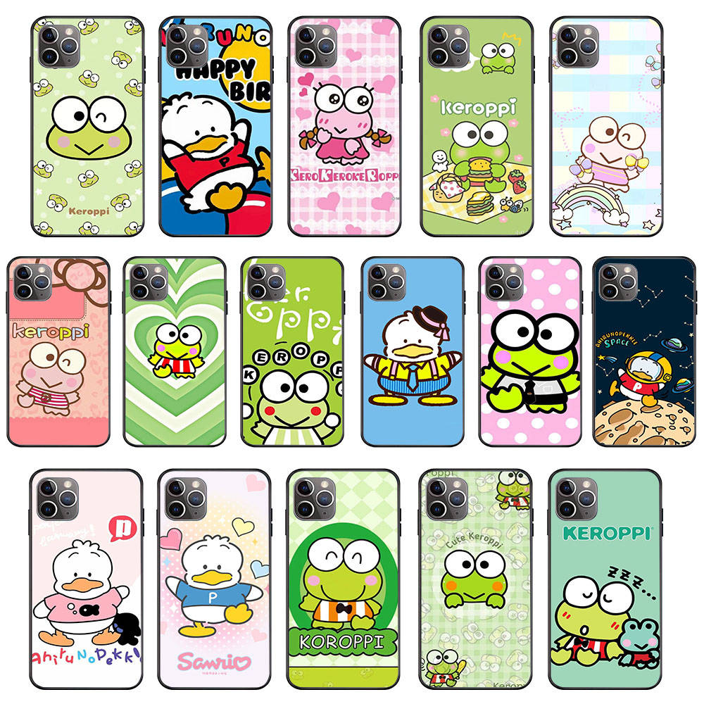 

Мягкий черный чехол KK-19 Keroppi PSYDUCK для iPhone XR 14 15 11 12 13 6 7 8 X XS Pro Max S8 Plus Samsung S22 S23 S21 S24 FE Ultra