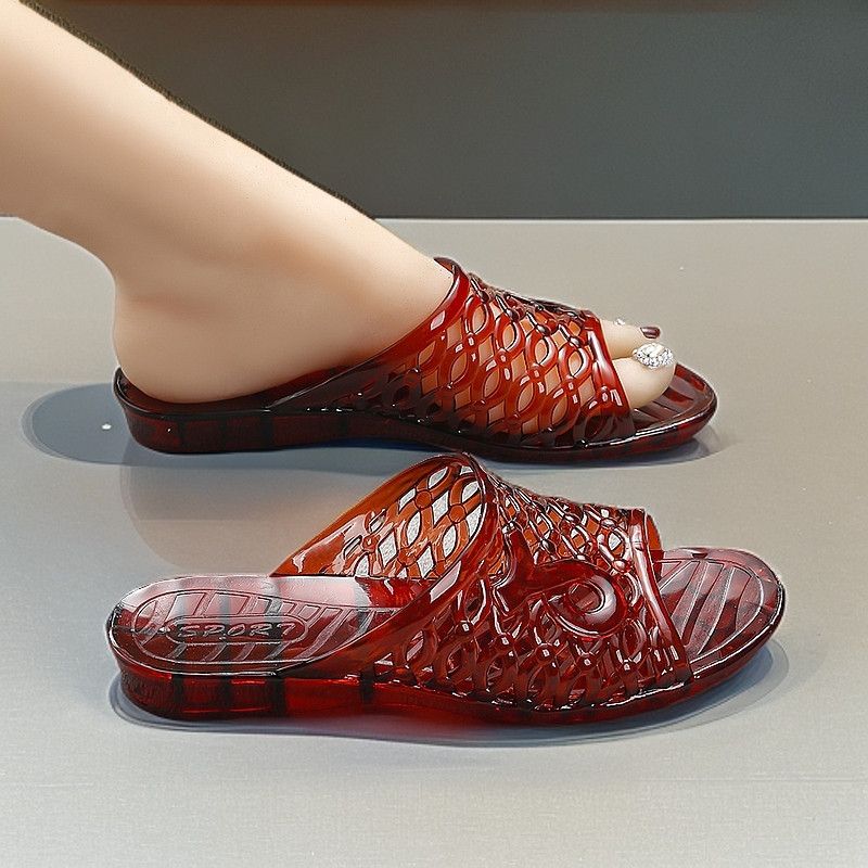 Fashion New Low Heel Wedged Sandal Female Jelly Shoes Women's Summer Slides  Outdoor Transparent Slipper Woman Non Slip Clear Sandals