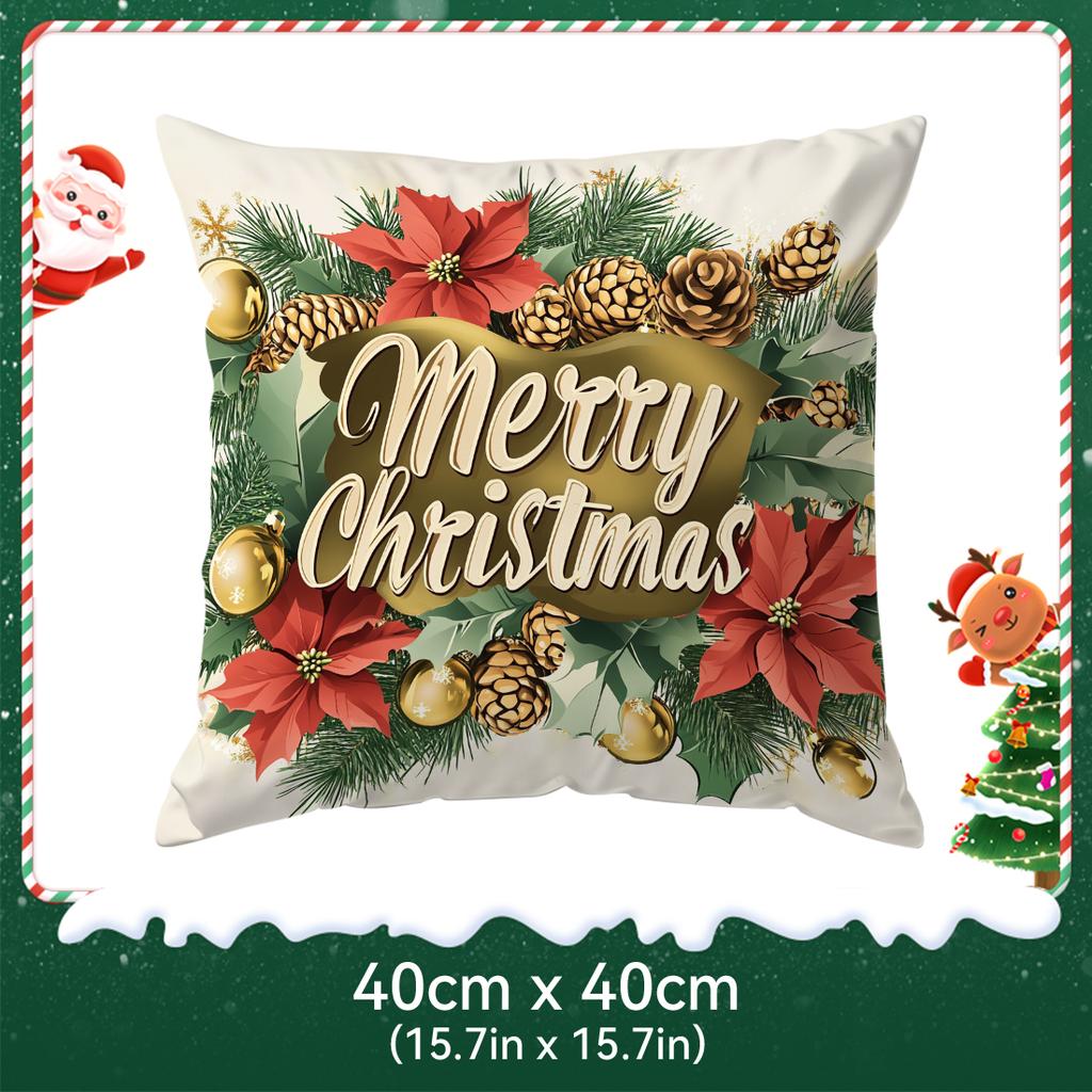Watercolor Christmas Cushions Pillowcase Polyester Cushion Cover Throw Pillow Pillowcover Home Car Sofa Decor
