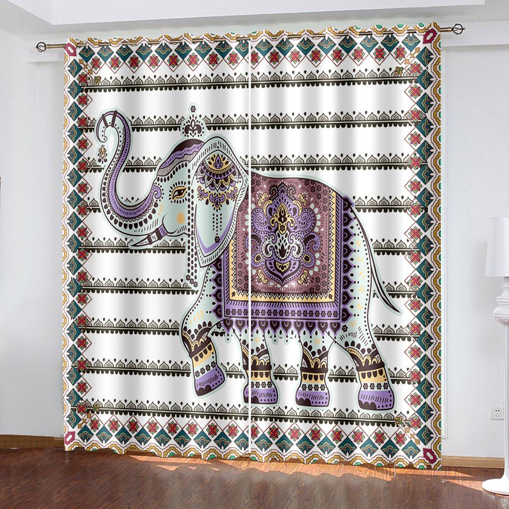 Böhmen Elefanten Fenster Vorhang Schlafzimmer Fenster Vorhänge Wohnzimmer Verdunkelung Vorhänge Cortinas Para La Sala