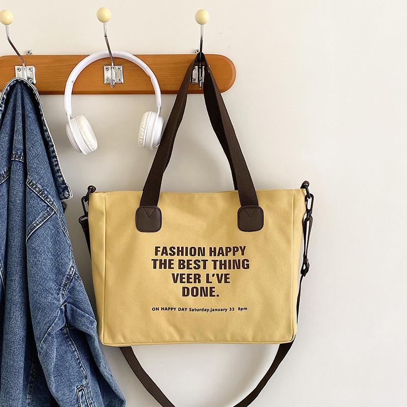 Women's Canvas Bag College Style Shoulder Crossbody Tide Bag Class Commuter Large Capacity Tote Bag Tide Storage