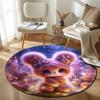 Playful Round Cat Multicolor Rug Mat, Non-Slip Floor Mat for Entryway