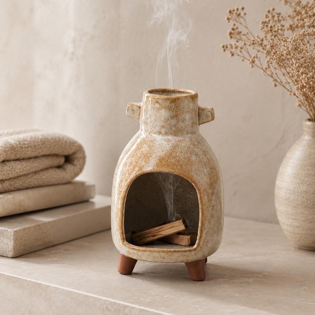 Palo Santo Holder Ceramic Incense Burner Sage Burning Tray Support Stick Incense Holder Aromatherapy Furnace