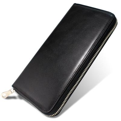 Carteira longa com zíper redondo feita no Japão [Couro Tochigi] Masculino Feminino TGT-3360 (Preto)