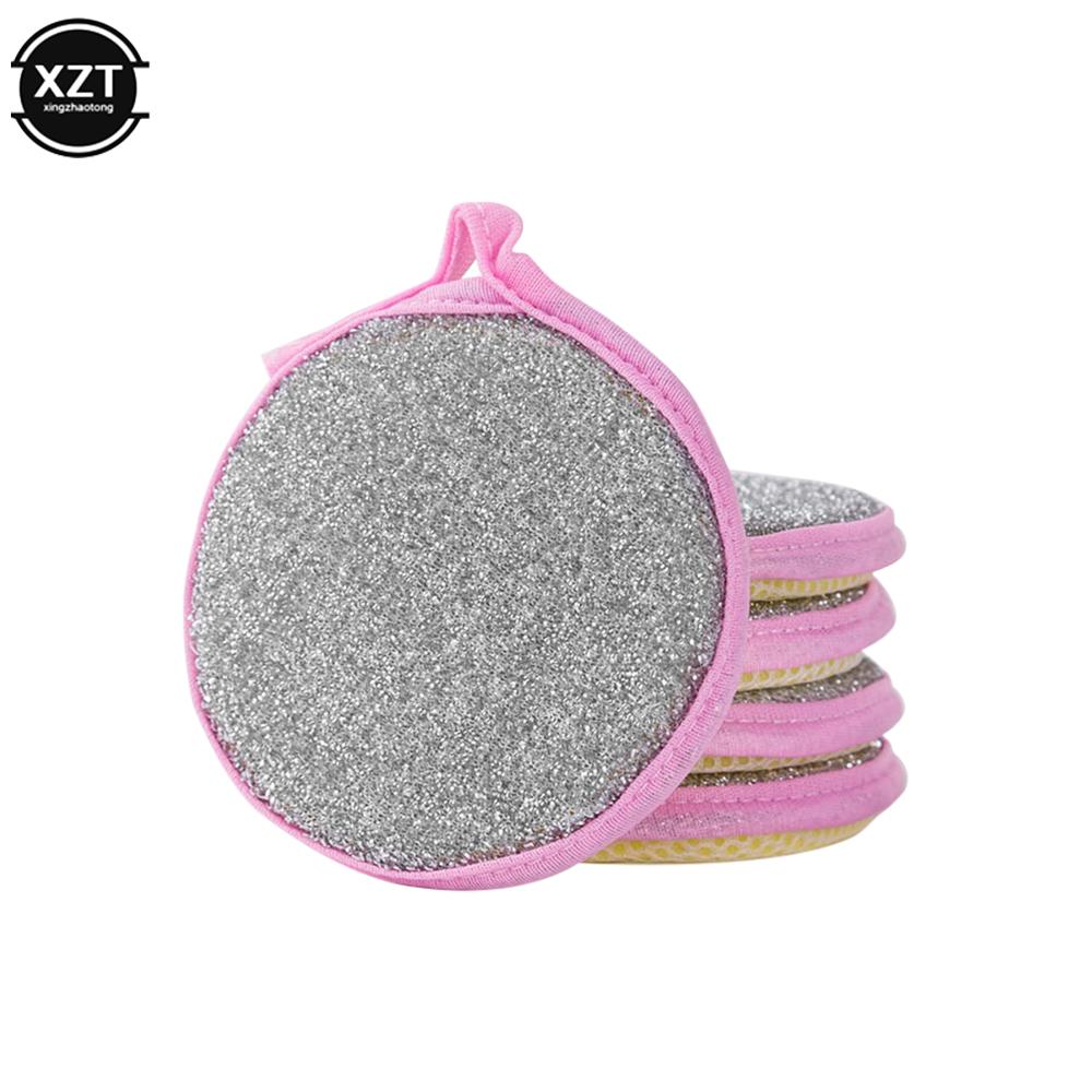 

5 шт. Двостороння губка для миття посуду Побутова потовщена щітка для чищення Каструля Сковорода Губки для миття посуду Кухонні аксесуари Інструменти рожевий