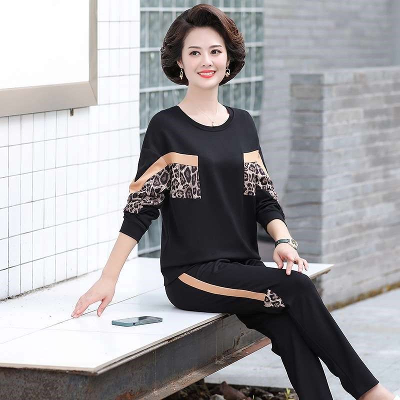 

New Mom Autumn Sportswear Suit Loose Slimming Top Middle-age No. 2 color 5XL