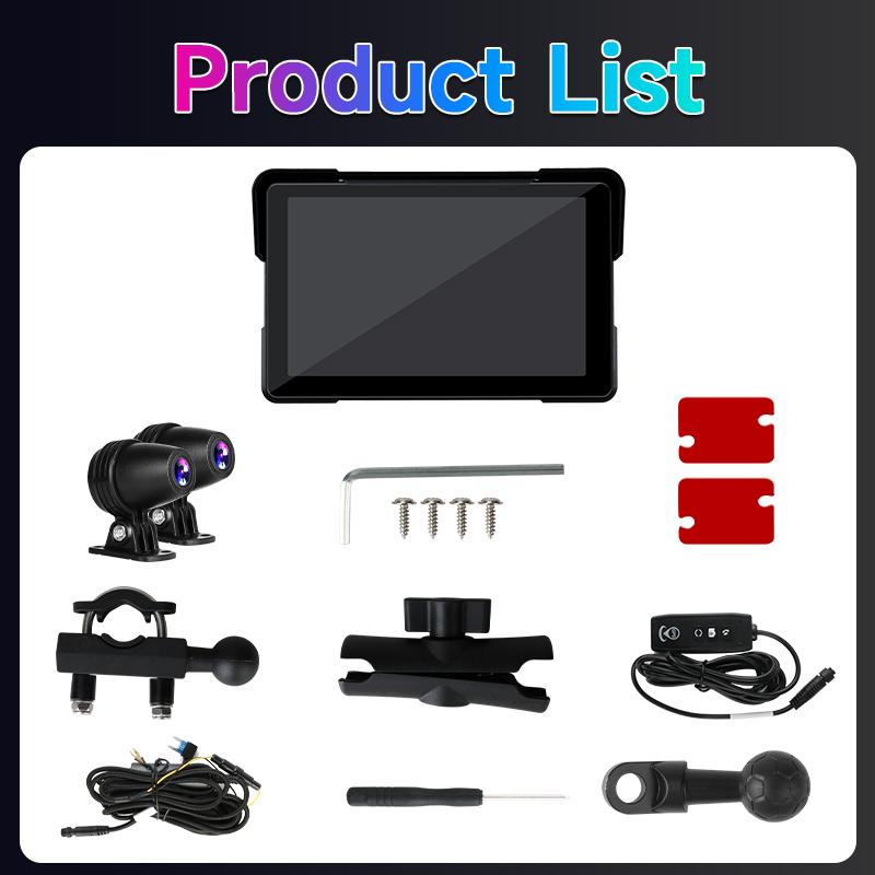 7 Inch Motorcycle GPS Navigation 2K HD DVR Wireless CarPlay Android Auto IP67 Waterproof Display Screen Portable Moto Monitor