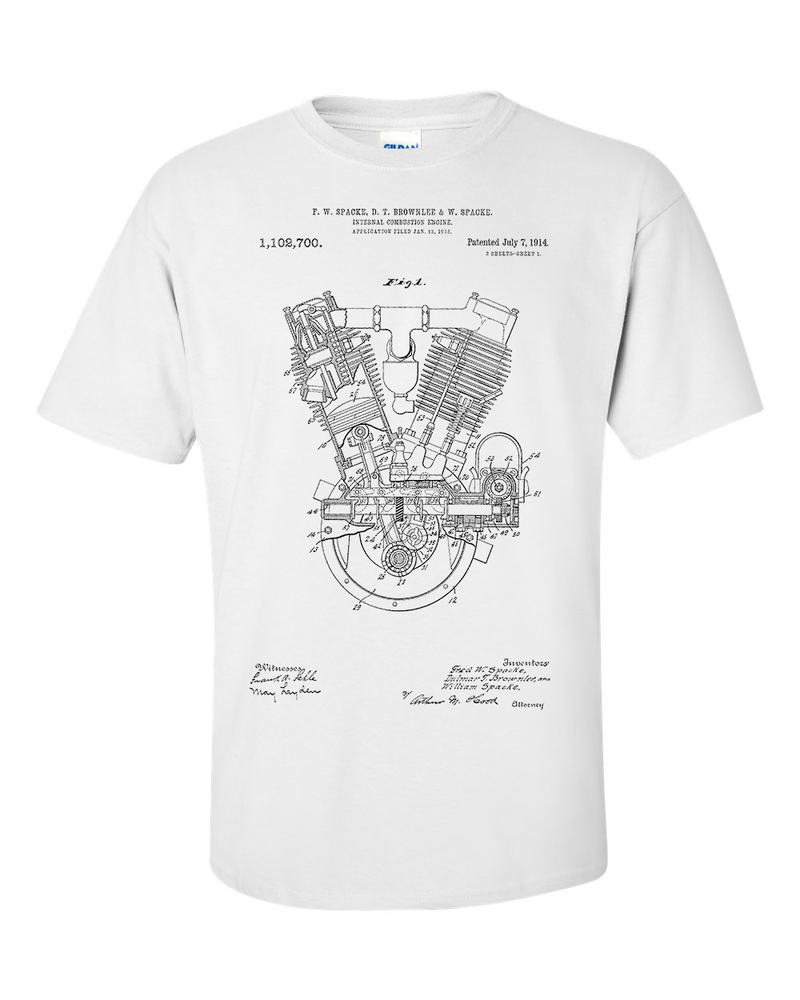 Motorcycle Internal Combustion Engine Patent TShirt Motorbike Blueprint Shirt 2XL