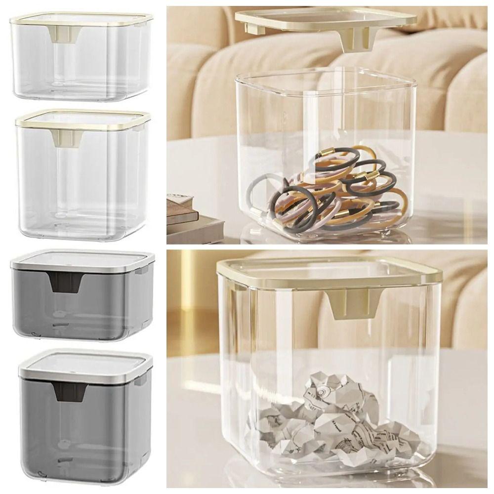 

1Pcs Light Luxury Desk Storage Box Bedroom Trash Garbage Can New Desktop Bin white small