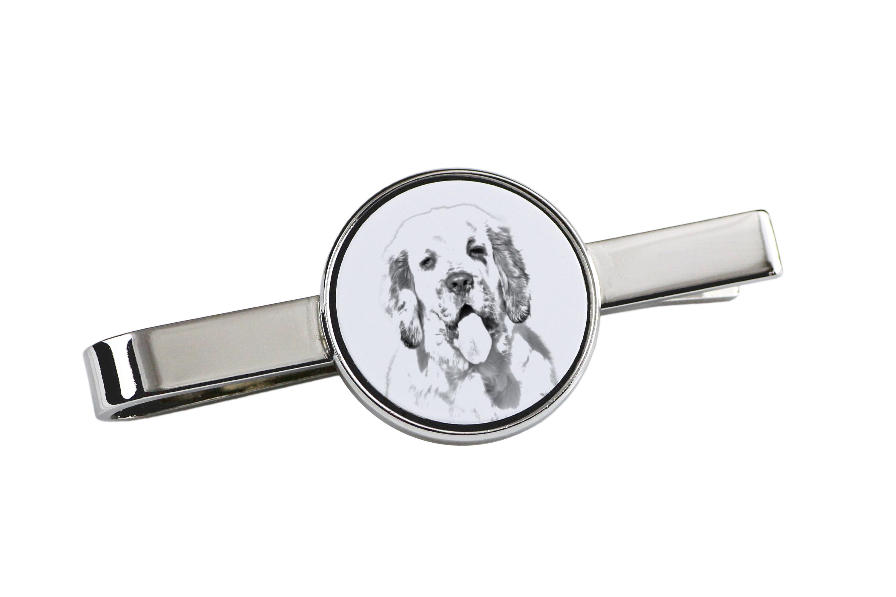 

Clumber Spaniel - tie clip with a dog, personalized tie clip, a unique gift for a man from the Art-Dog brand срібний