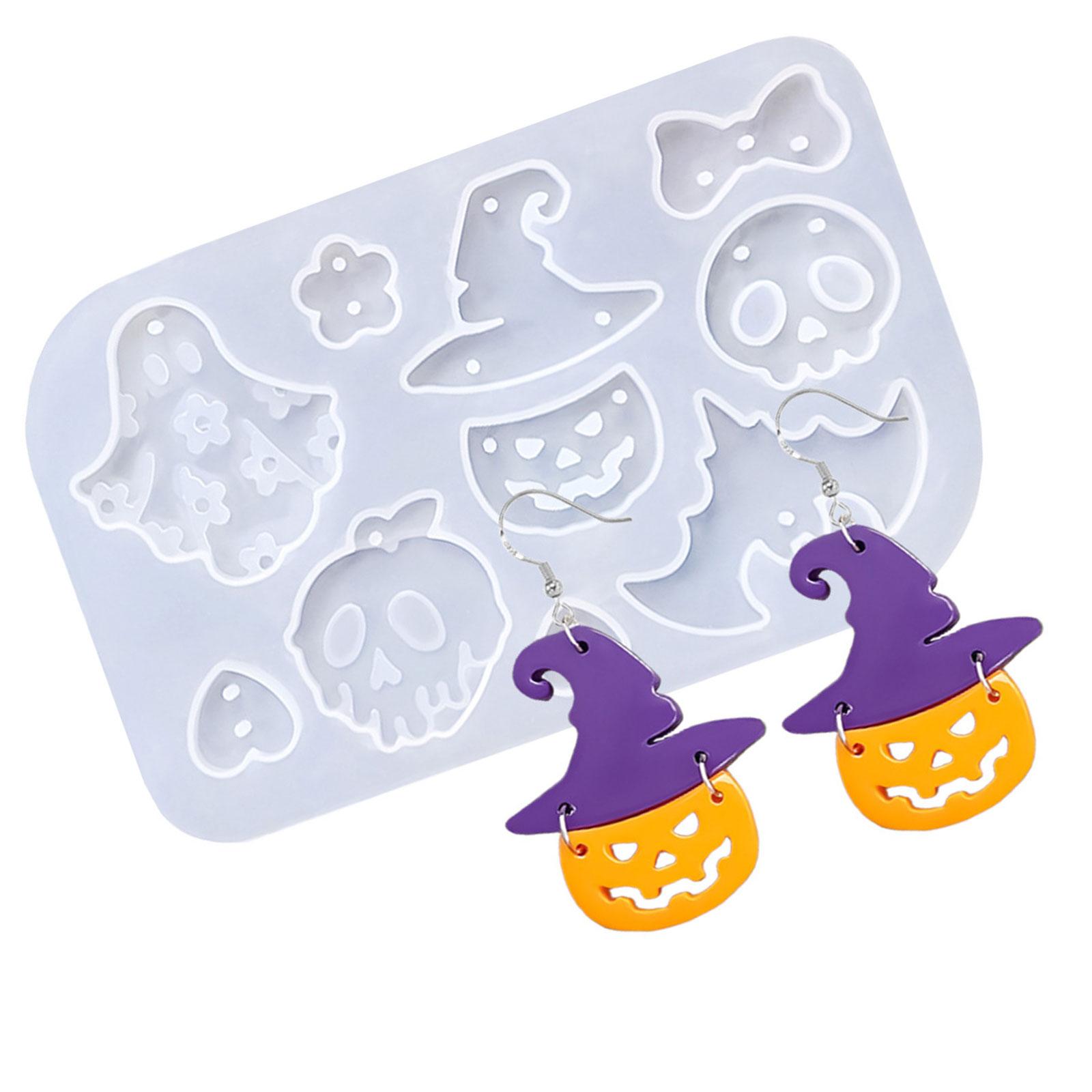 

Halloween Theme Earrings Mold with Pumpkin Ghost Design Pendant Moulds Silicone Texture Suitable for Jewelry Crafting 29
