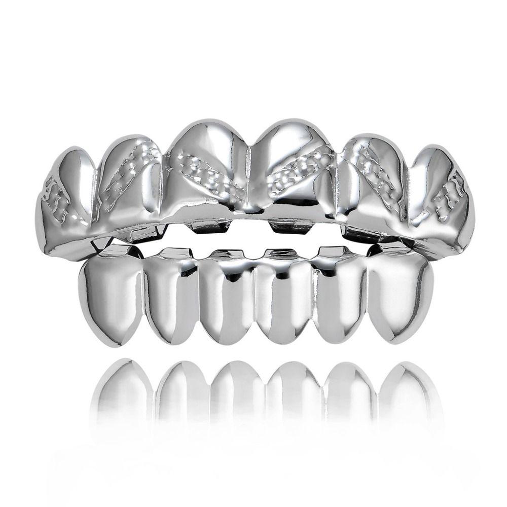 Модные золотые серебряные хип-хоп накладки на зубы Grillz верхние нижние металлические колпачки на зубы стоматологические украшения для мужчин женщин