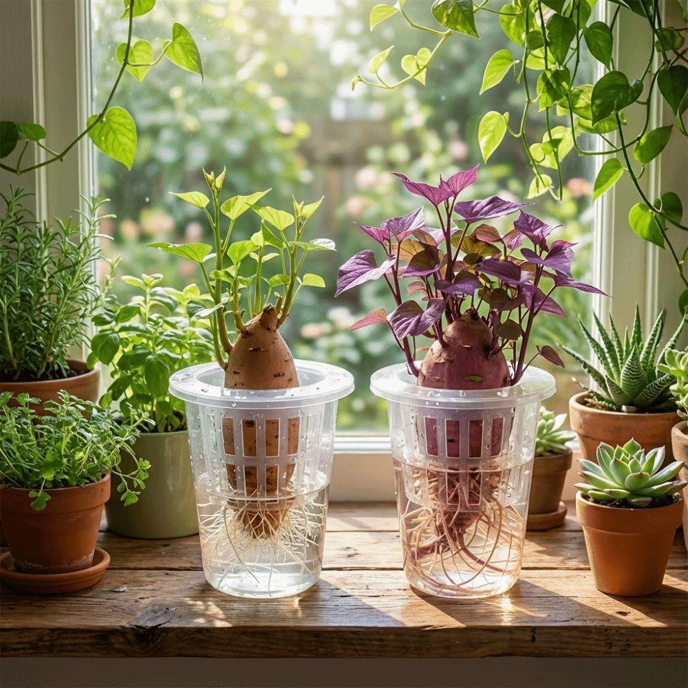 Transparent Plastic Hydroponic Mesh Cups Root View Cups Vegetable Nursery Clear Hydroponic Pots Planting Container