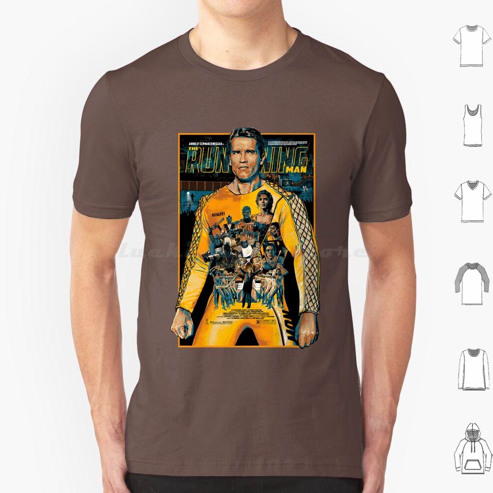 The Running Man Poster T Shirt Big Size 100 Cotton The Running Man Arnie Schwarzenegger Movie Action 80s Retro Geek Arnold