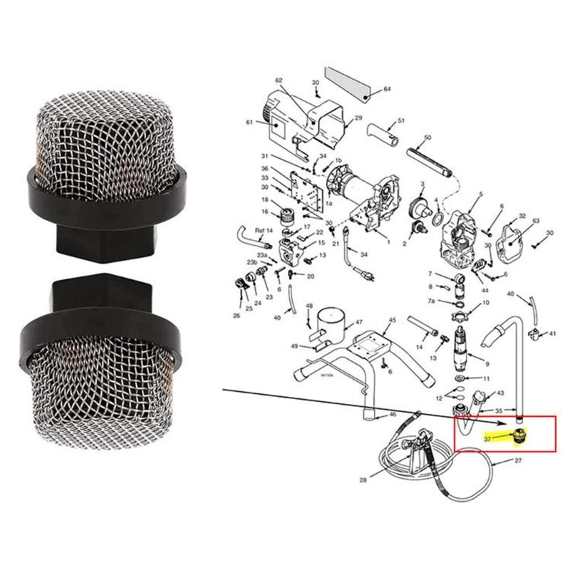 246385 246384 287032 Filtersatz Ersatz für 390 395 490 495 495 595 3400 Airless-Spritzpistolen Saugrohrfilter Siebsatz