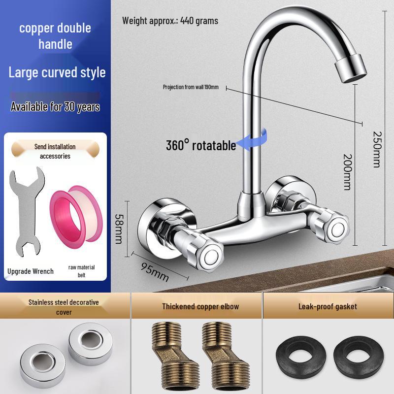 Double Handle Kitchen/Balcony Sink Mixer Tap with Hot & Cold Water Faucet