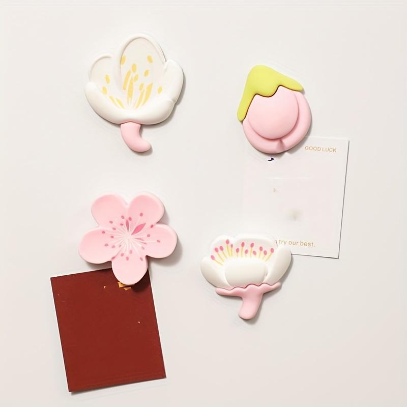 4pcs Kitchen Refrigerator Magnets – Soft Rubber Flower Stickers, Personalized 3D Stereoscopic, Fresh Style Decorative Absorbers
