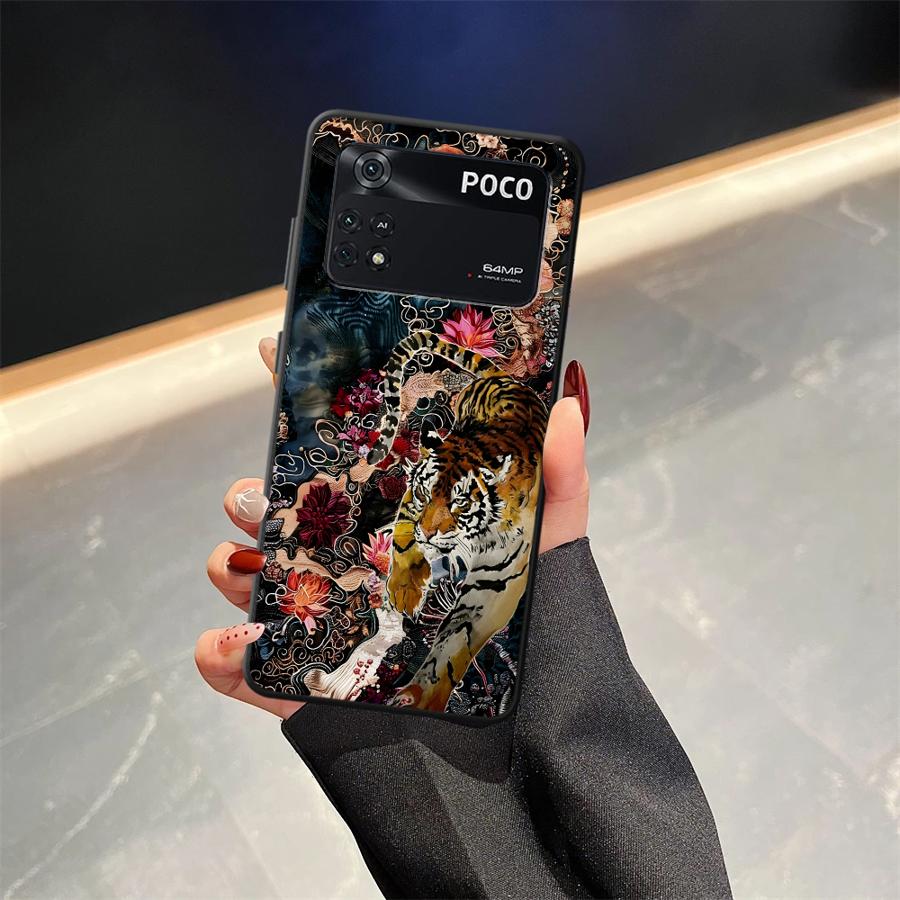 Funda Phone Cover Case for Xiaomi Poco F8 M5 X3 X4 X5 X7 Pro M3 M4 M7 Pro F3 C75 F1 C61 C71 C50 Splicing Tiger Dragon