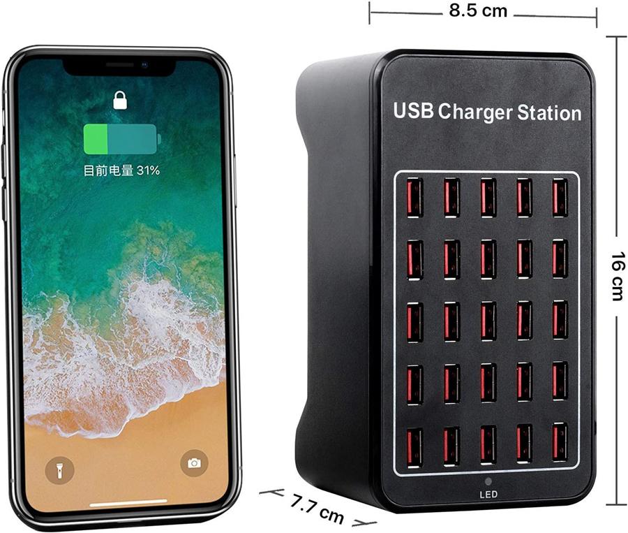 Hot Sales 5V 30A 150Watt Smart Charging Station 25 Ports USB Charger Usb Hub Fast Usb Charger Hub for Mobile Phones Tablet